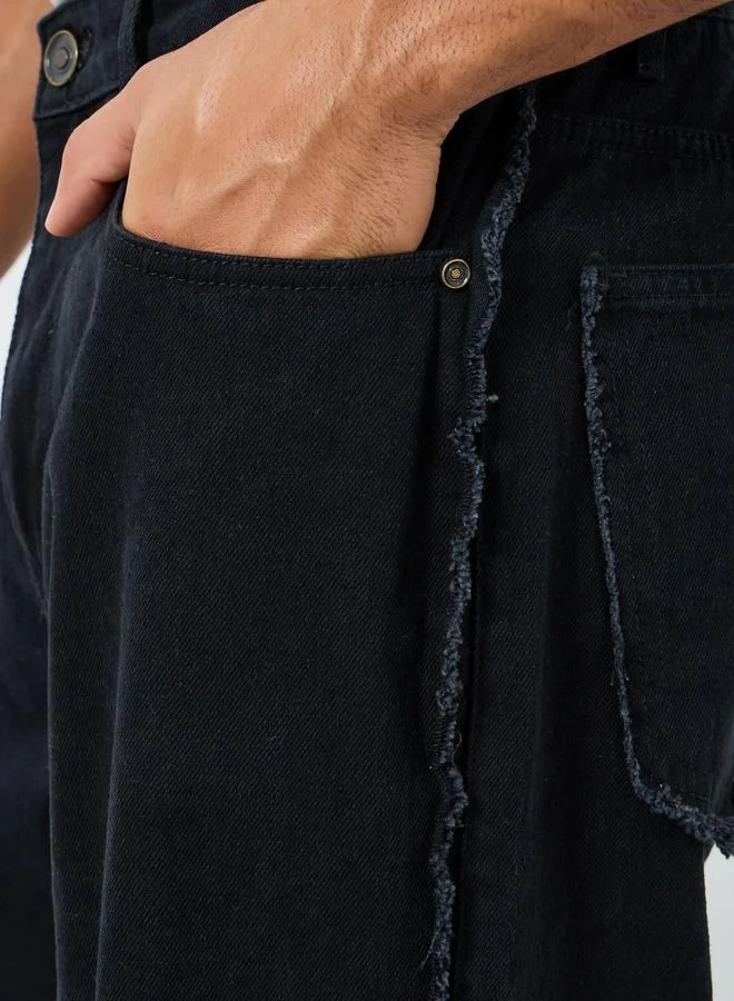 Styli Men Black Solid Loose Fit Jeans